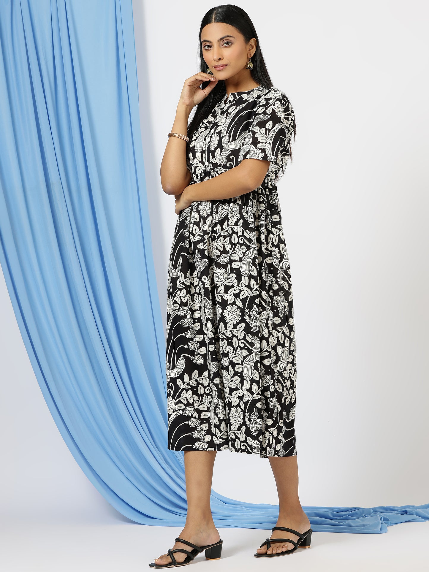 Printed Long Kurti Dress for Women - A-Line Dress, One Piece Outfit