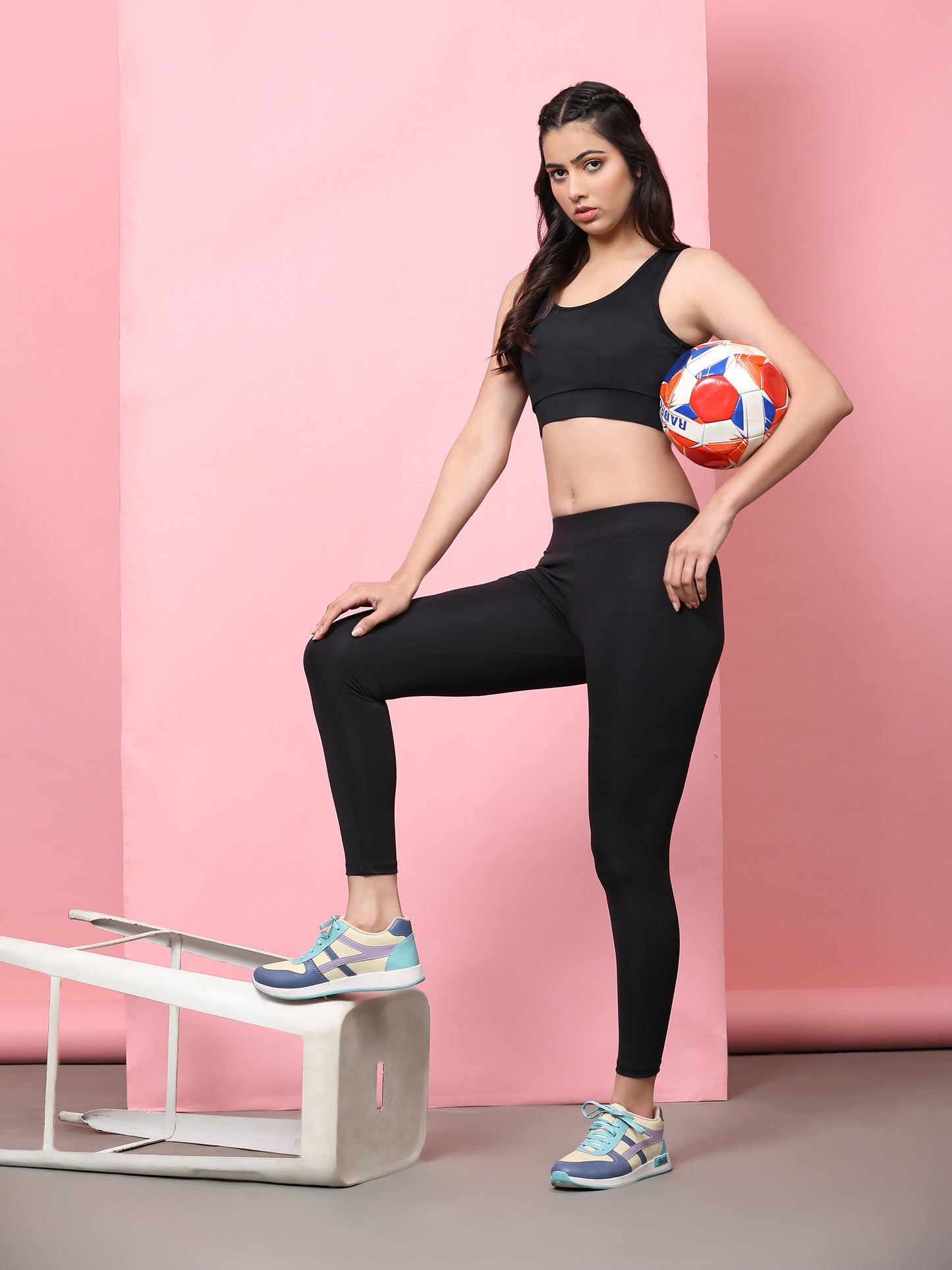 Women Solid Cotton 4 Way Strechable Non Wired Racer Back Sports Bra Hollow Back Design