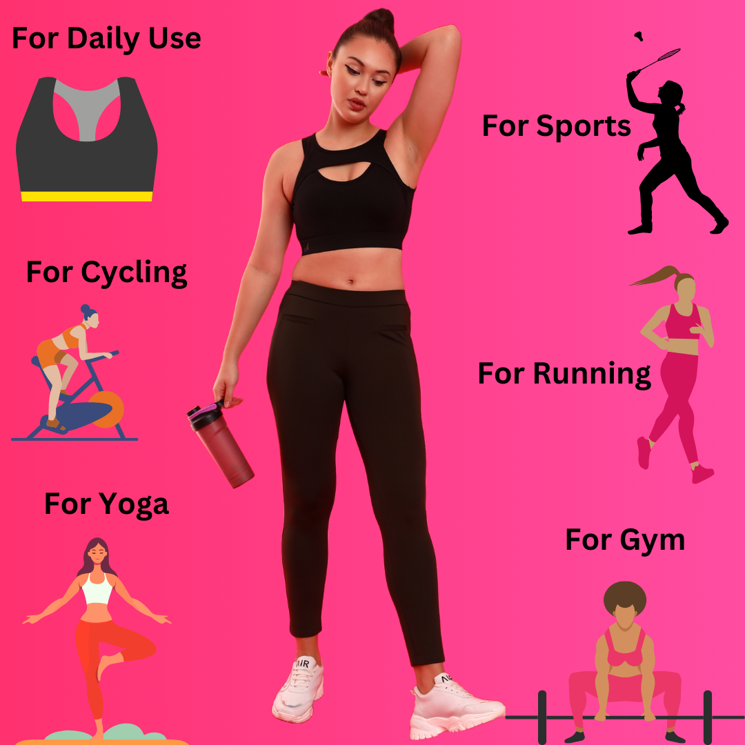 Women Solid Cotton 4 Way Stretchable Non Wired Racer Back Sports Bra with Buckle