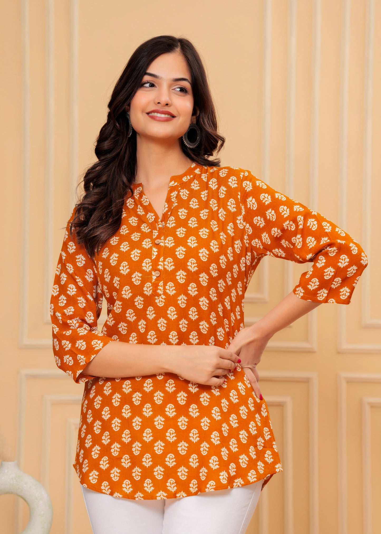 Women's Kurti & Tops| Stylish, Latest Cotton Kurti, Top Collection(Gold Chotti Butti)