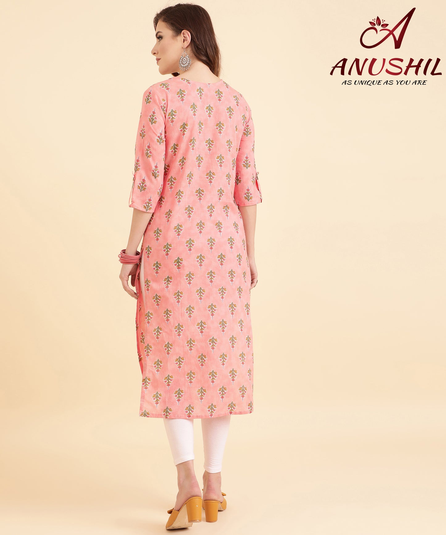 Cotton Printed Rayon Kurti With Embroidery Work, Pink A-504