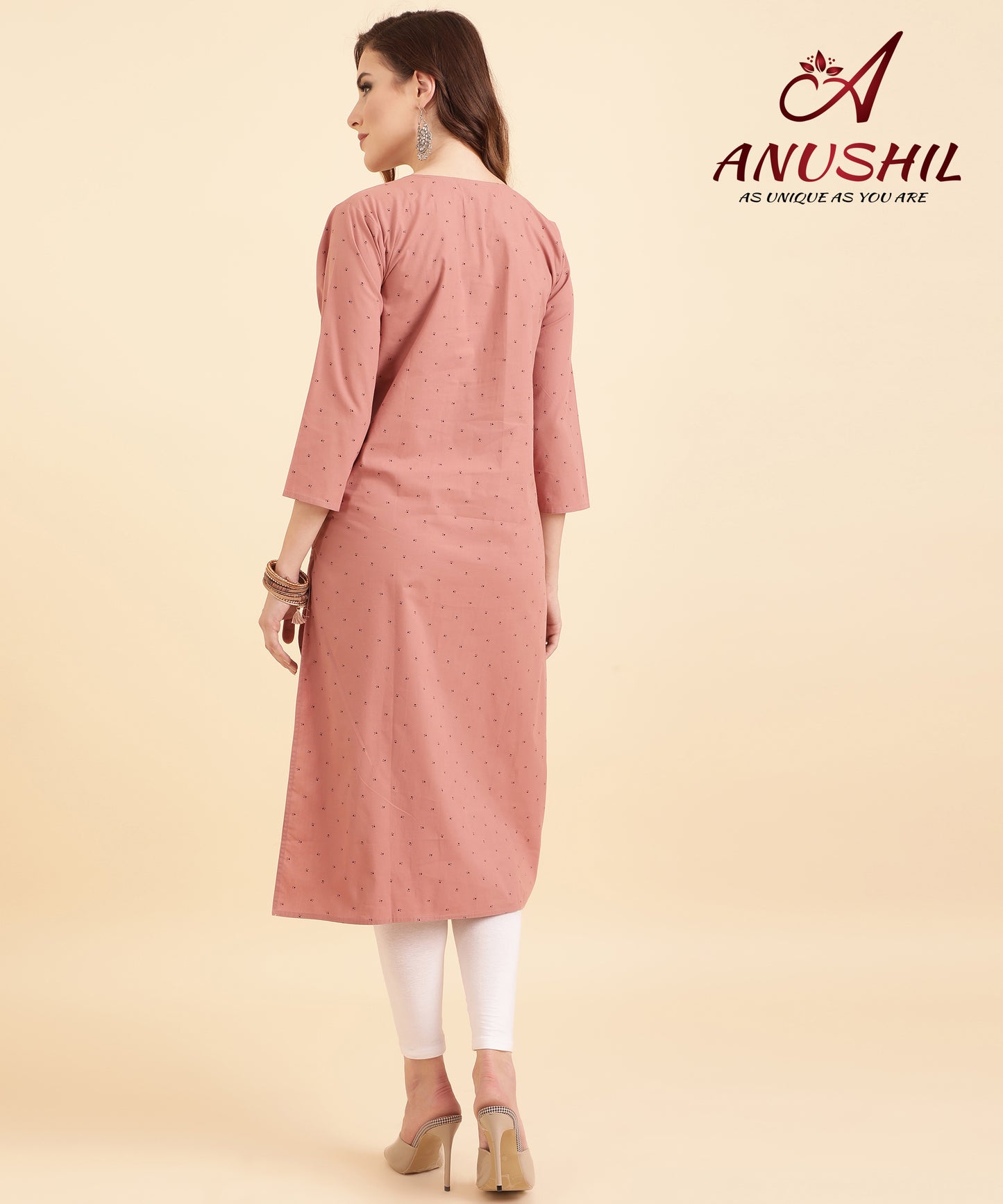 Cotton Printed Kurta, Rust A-509