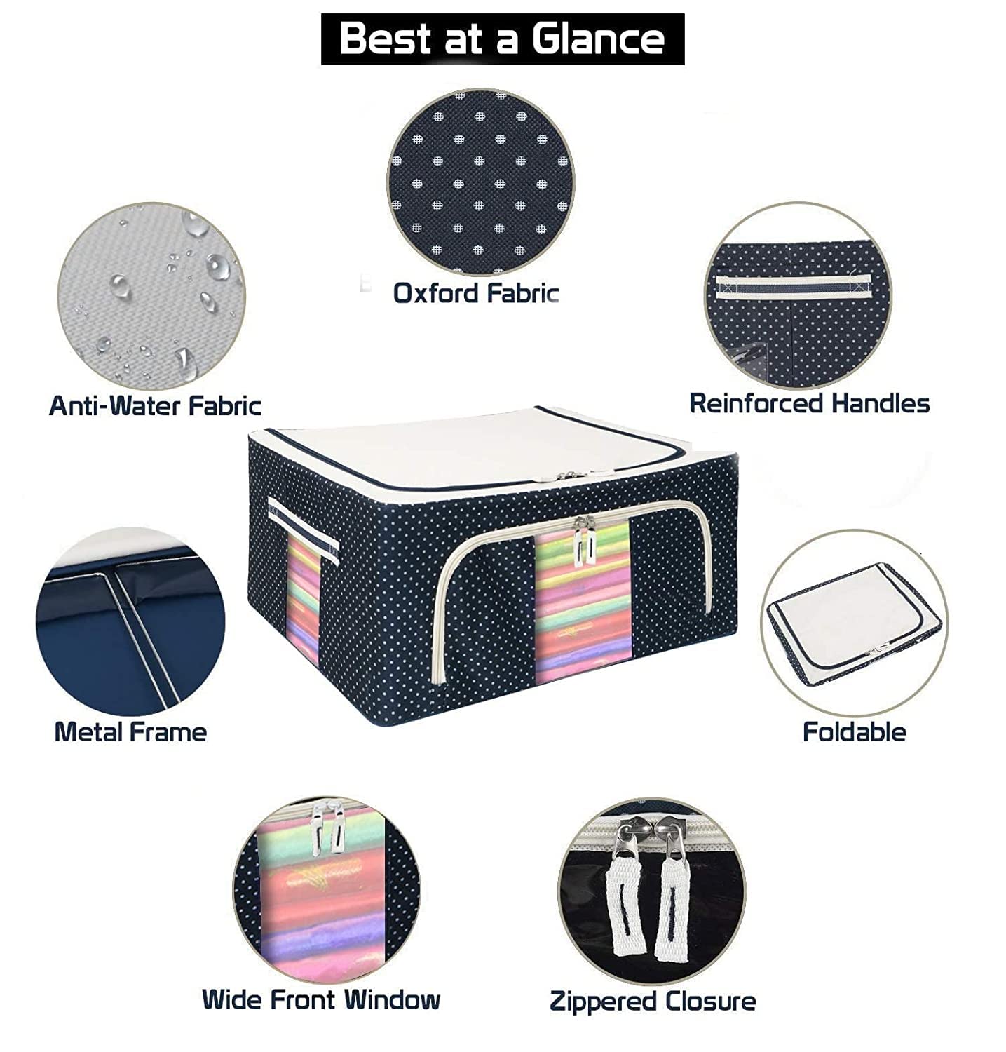 Living Storage Box Oxford Fabric Storage Boxes for Clothes, Blanket Cover (Pack of 1)