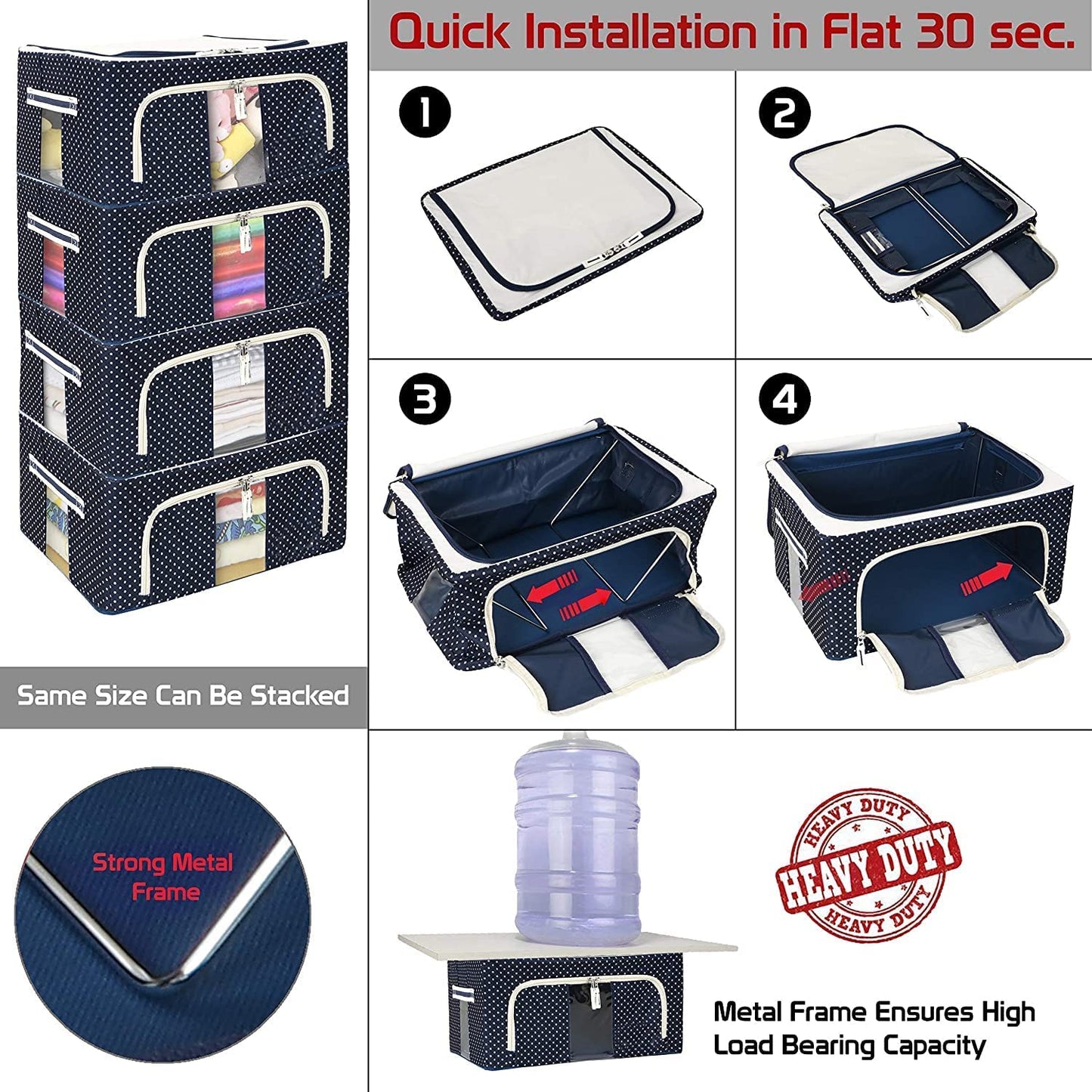 Living Storage Box Oxford Fabric Storage Boxes for Clothes, Blanket Cover (Pack of 1)