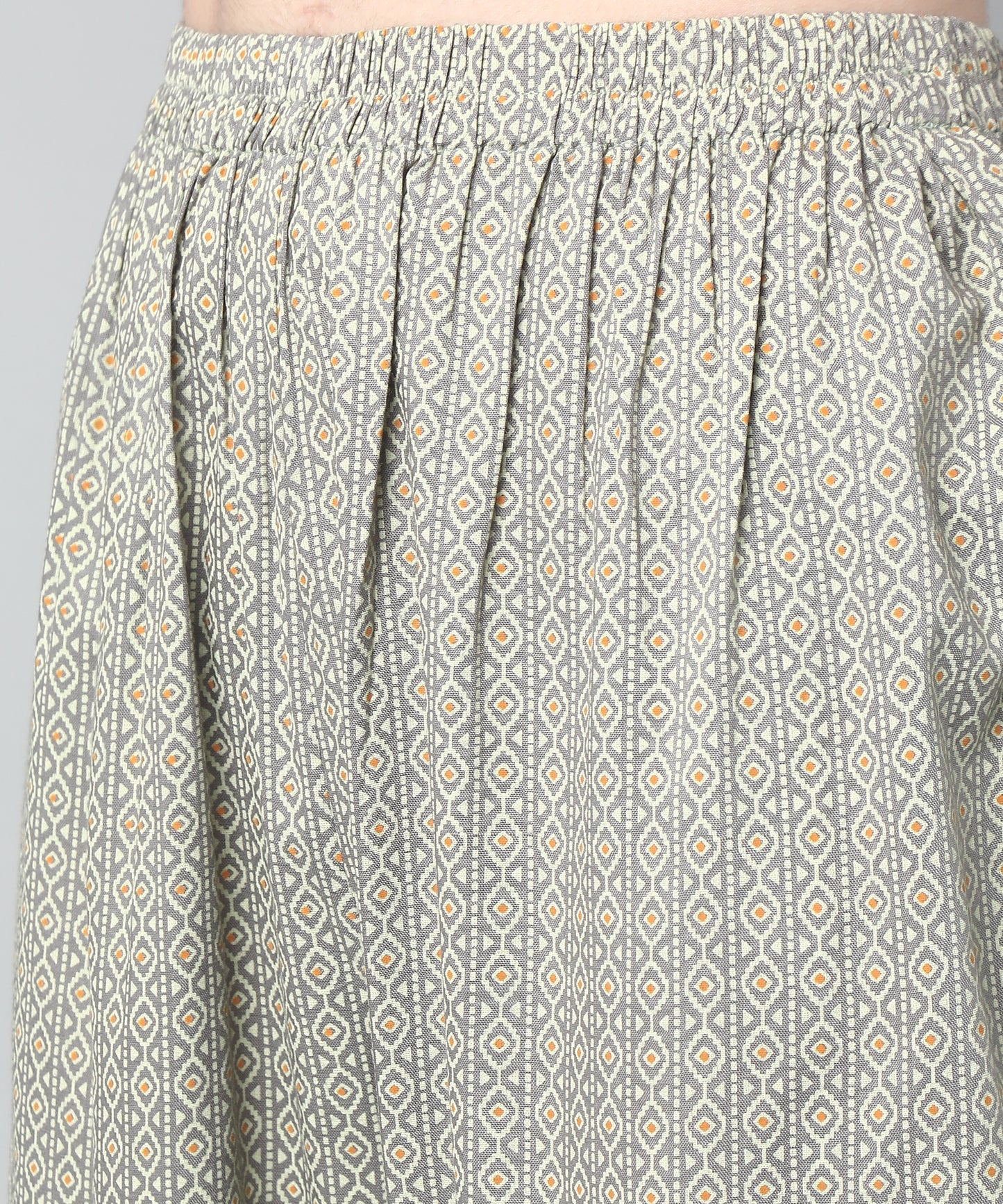 Printed Cotton Rayon Patiala Set, Grey