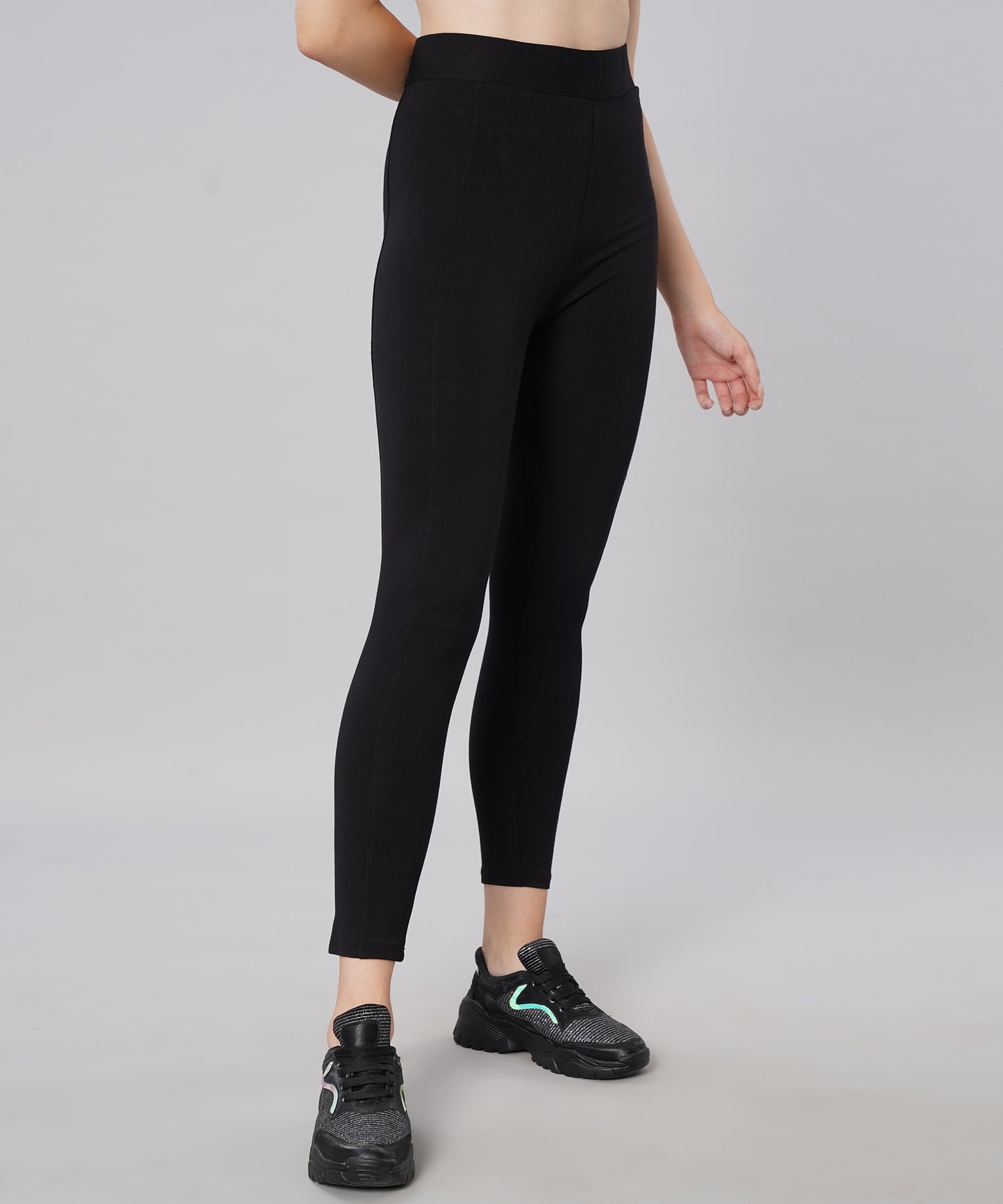 Ultimate Stretchable Jeggings with Pocket-Super-High Waisted Jeggings Yogapants Ankle Length(Black)