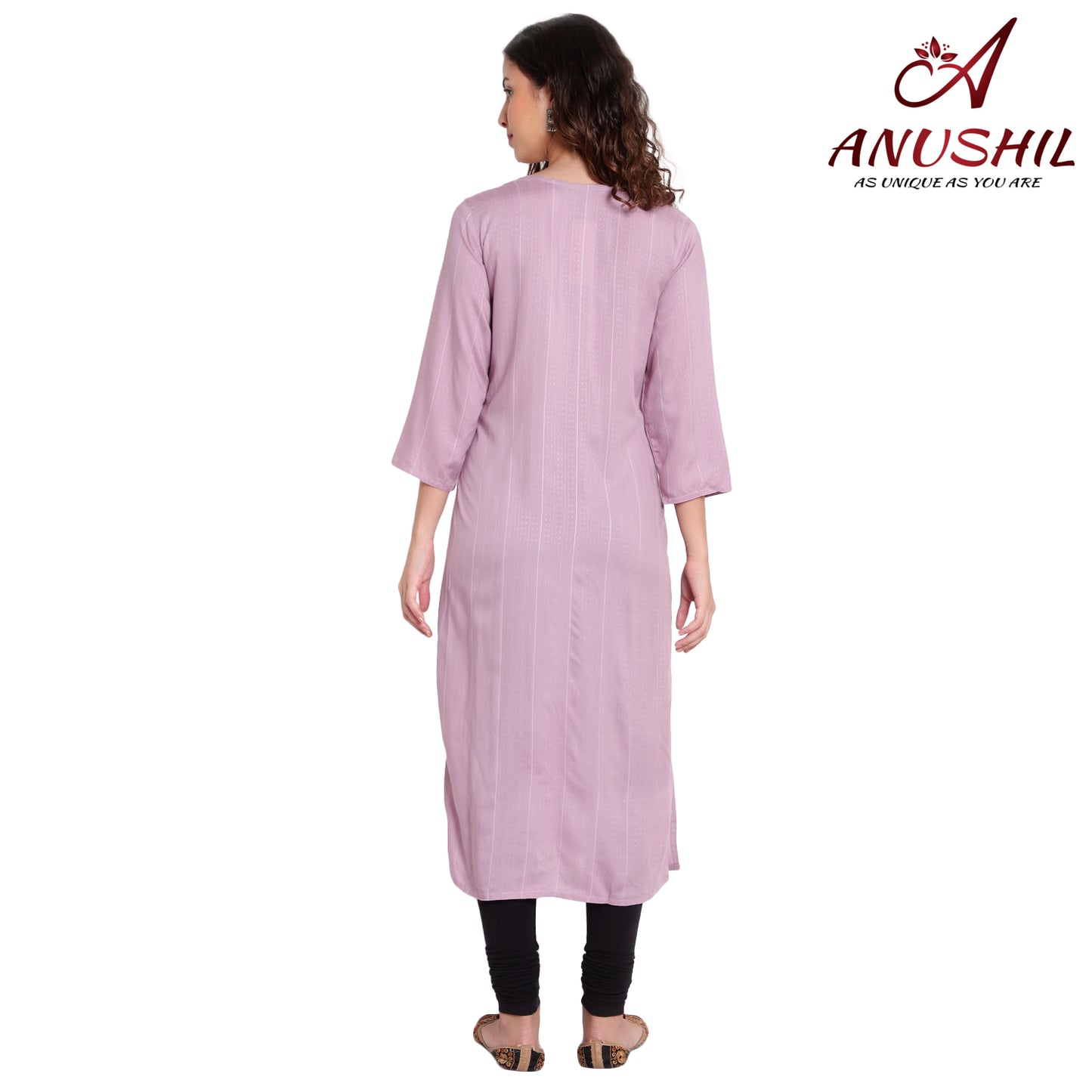 Cotton Rayon Kurta With Self Weaving Design, Purple A-511