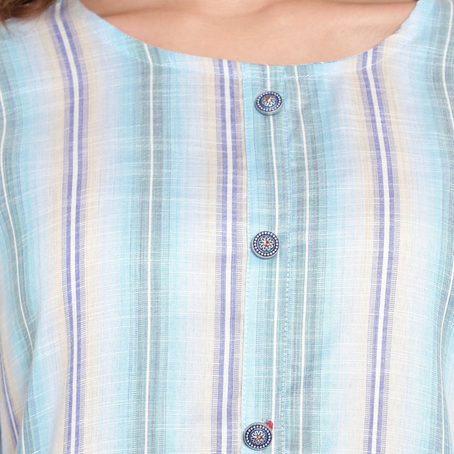 Kurta With Stripes Pattern, Blue A-508
