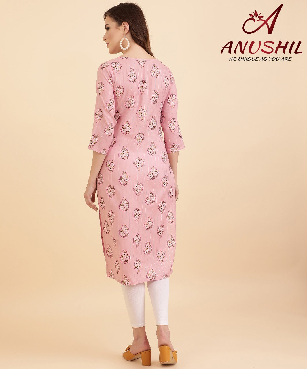 Cotton Lurex Printed Kurti With Gota Pati, Pink A-501