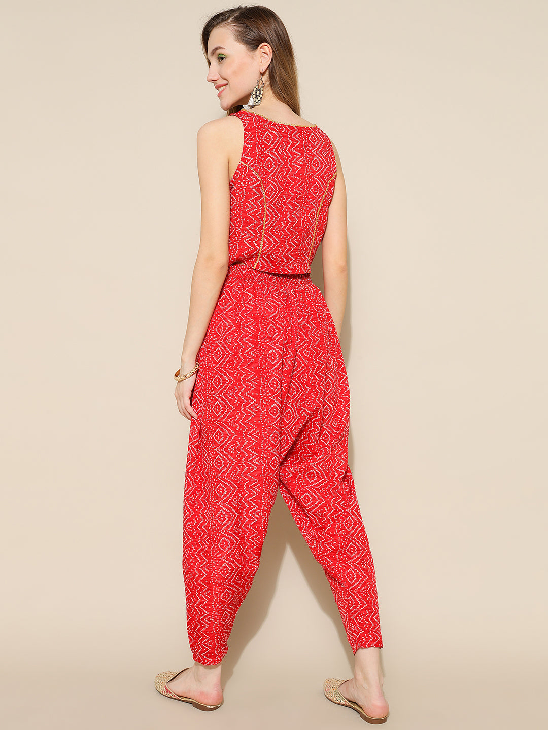 ANUSHIL Elegant Chundri Co-ord Set for Women - Perfect Ethnic Ensemble - Trendy Two-Piece Outfits(Red)