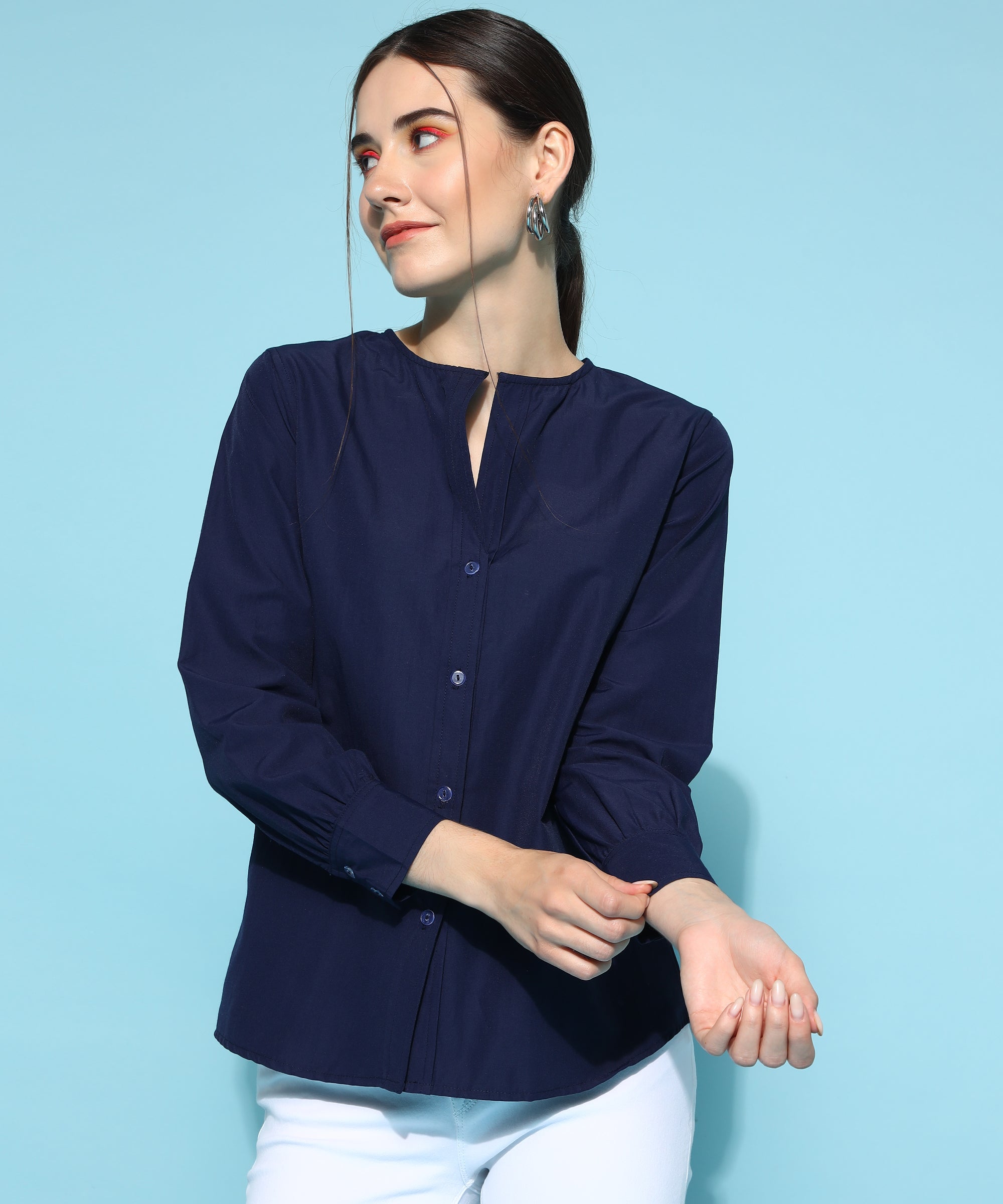 Blue formal cheap shirt women