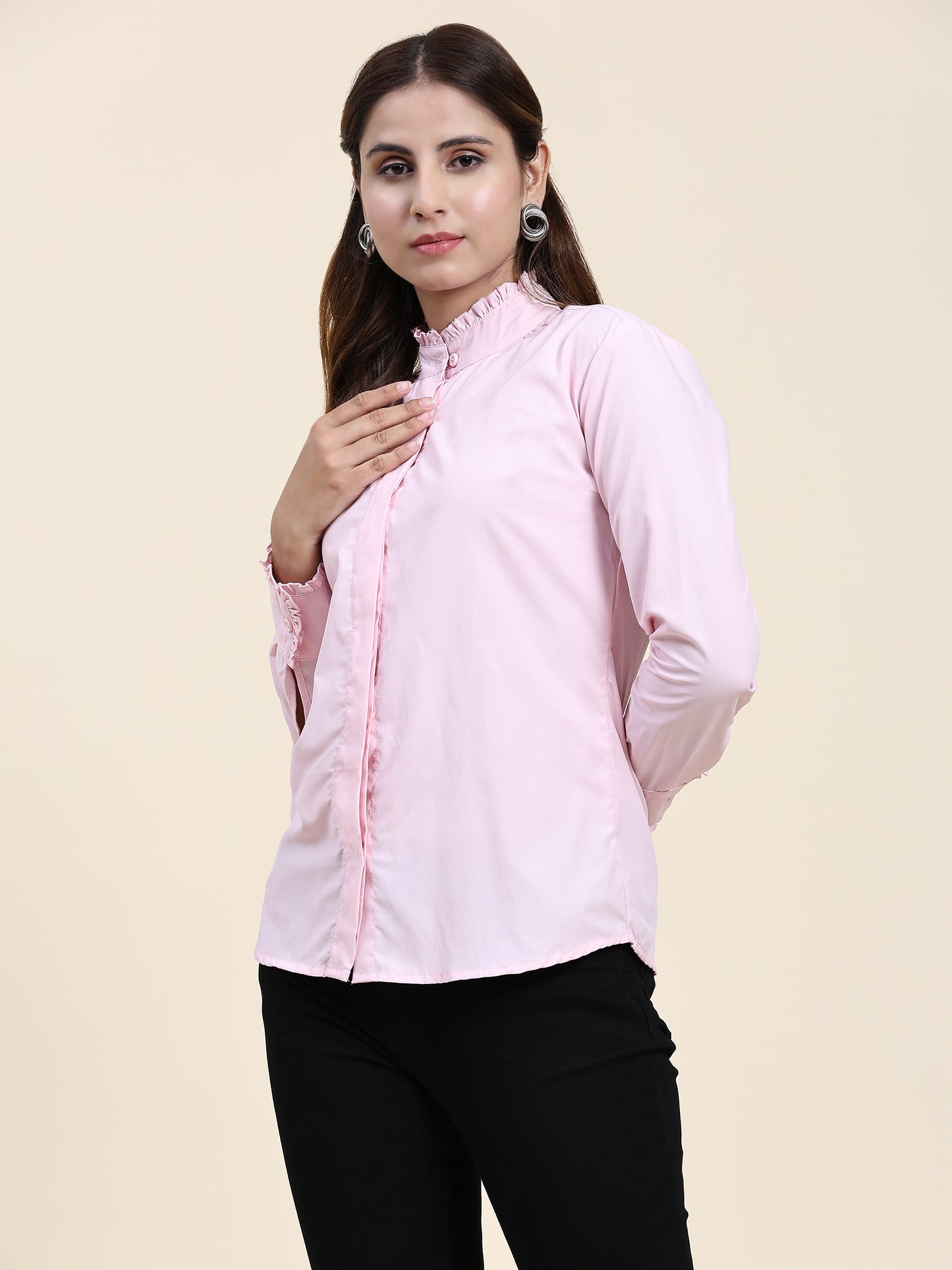 ANUSHIL Women's Cotton Shirts : Comfortable and Fashionable with Gathered Neck and Sleeves, Pink