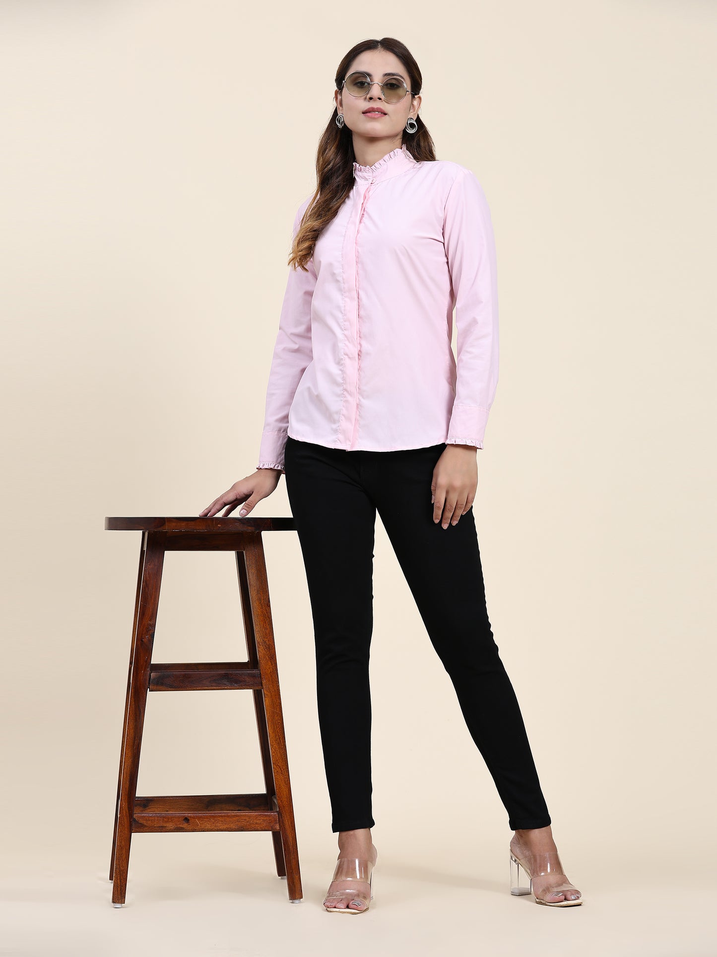 ANUSHIL Women's Cotton Shirts : Comfortable and Fashionable with Gathered Neck and Sleeves, Pink