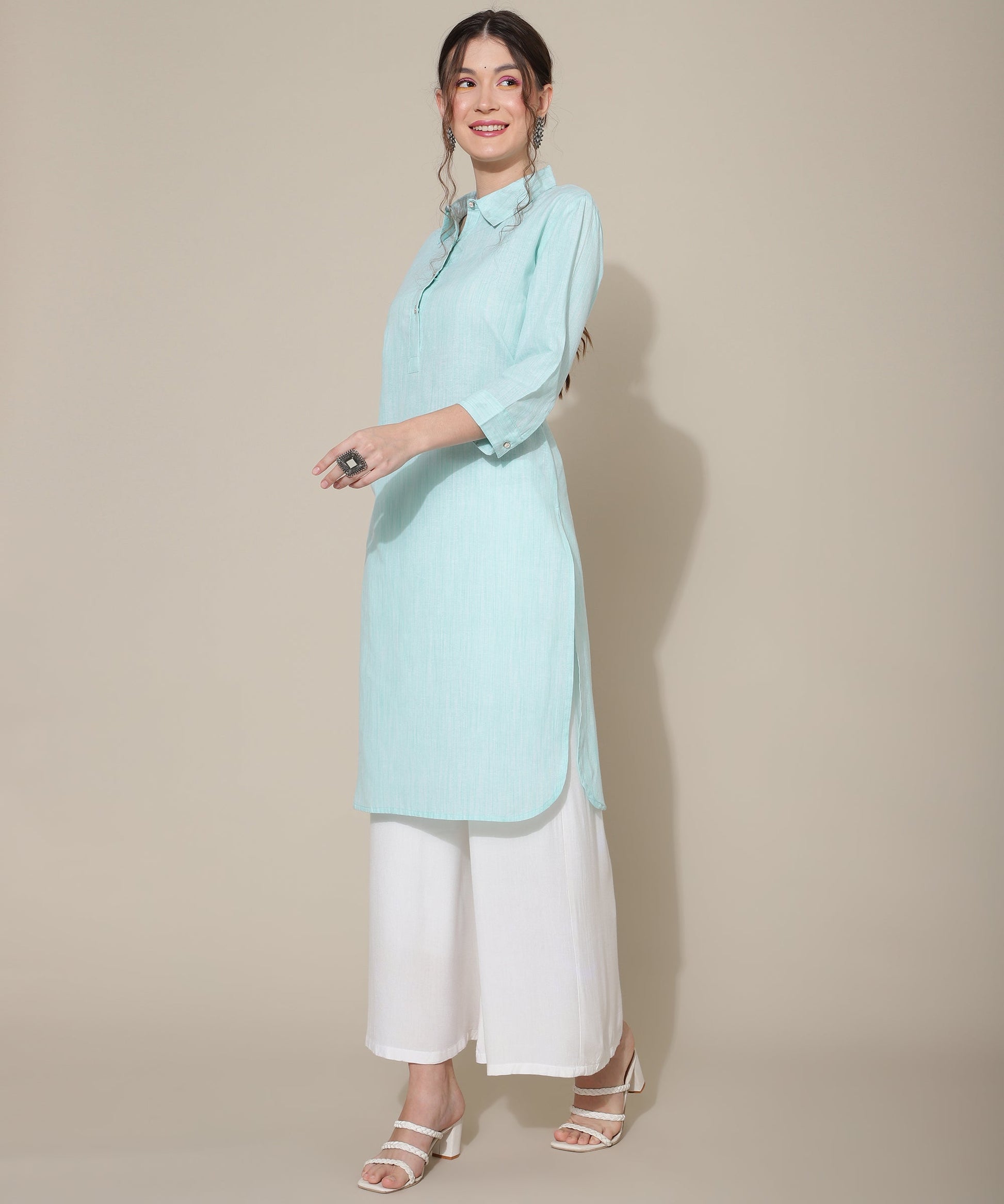 Blue Kurta Design For Girl Cotton Kurta For Women Collar Design