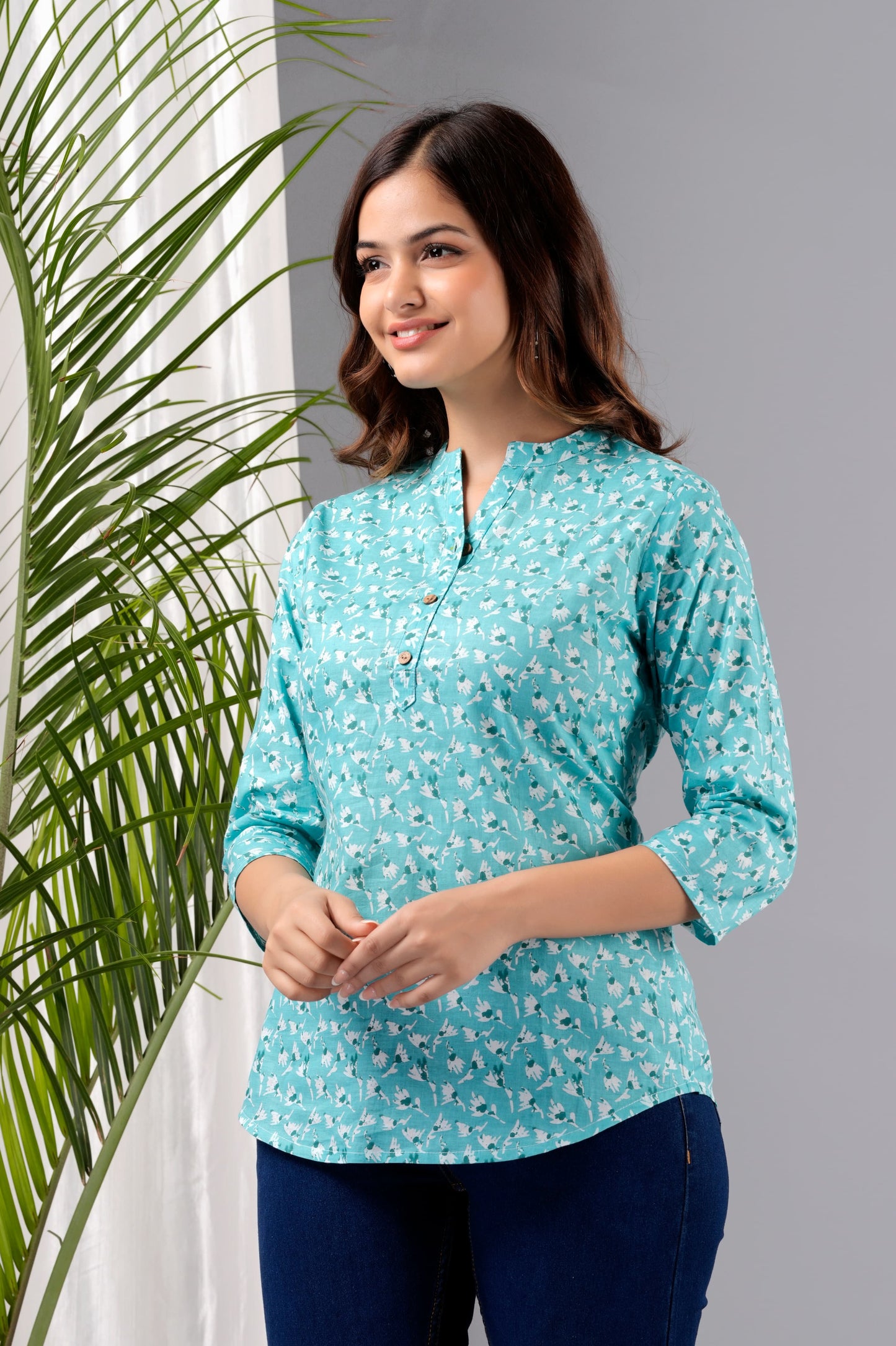 Women's Kurti & Tops| Stylish, Latest Cotton Kurti, Top Collection(Blue)