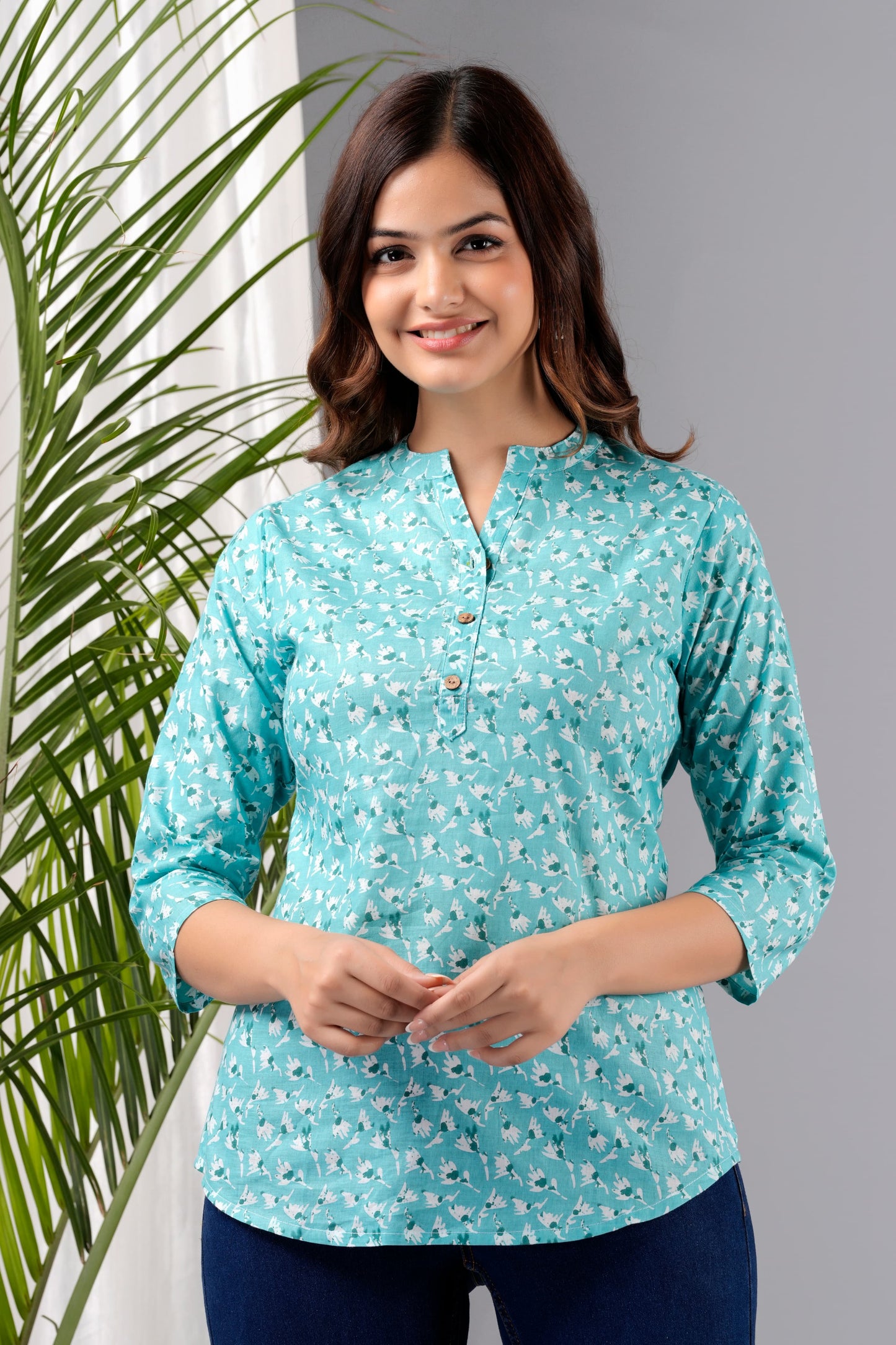 Women's Kurti & Tops| Stylish, Latest Cotton Kurti, Top Collection(Blue)