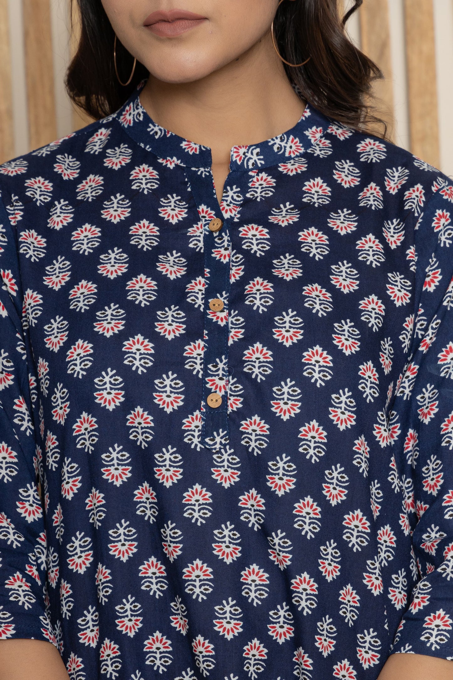 Women's Kurti & Tops| Stylish, Latest Cotton Kurti, Top Collection(Blue Butta)