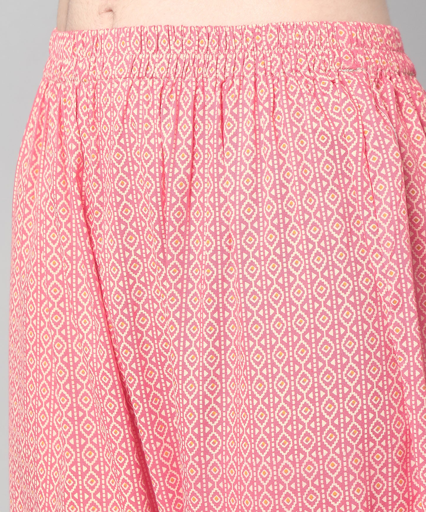 Printed Cotton Rayon Patiala Set, Pink