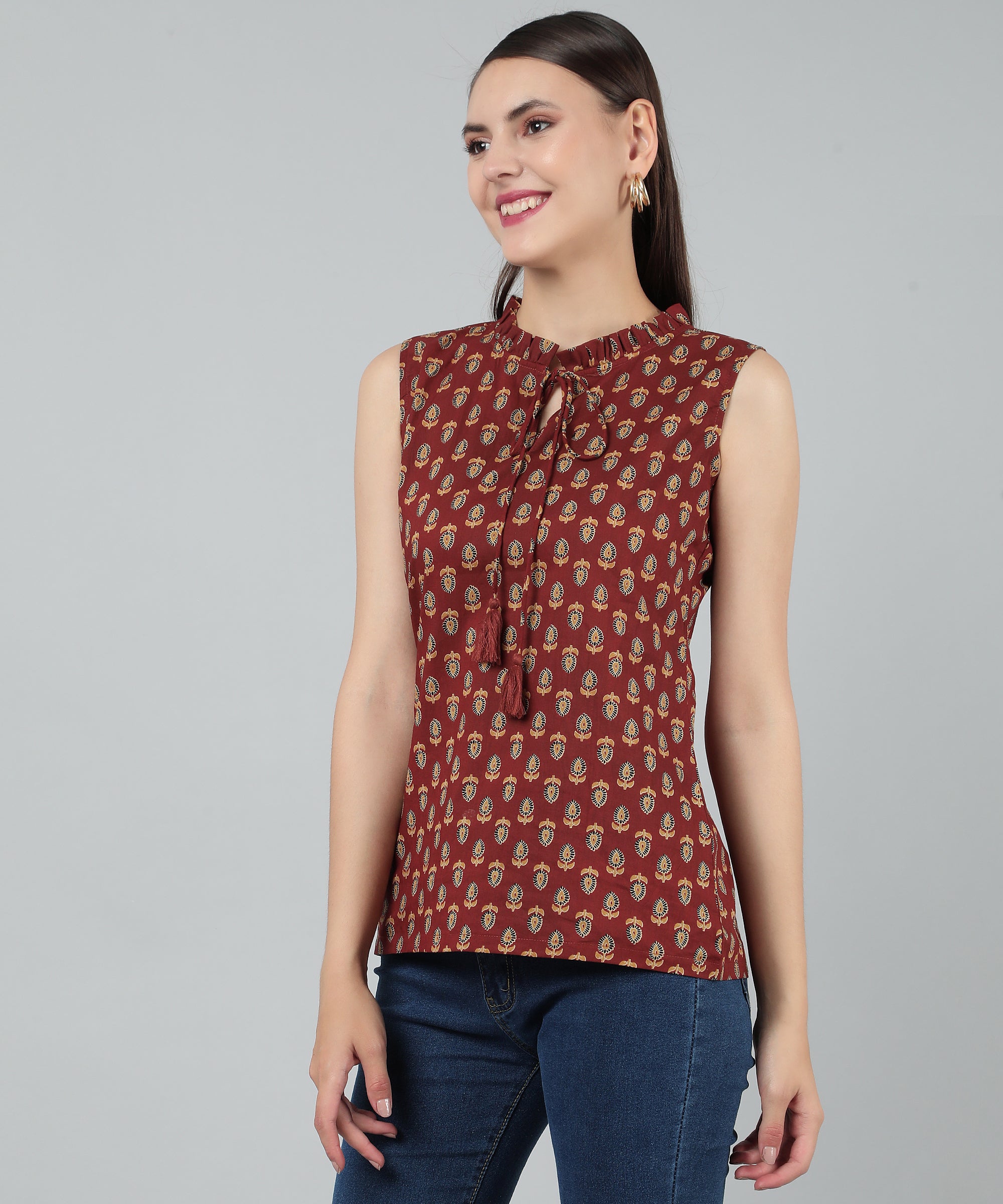 Buy online Round Neck Ikat Tunic from western wear for Women by Darzaania  for ₹669 at 55% off | 2024 Limeroad.com