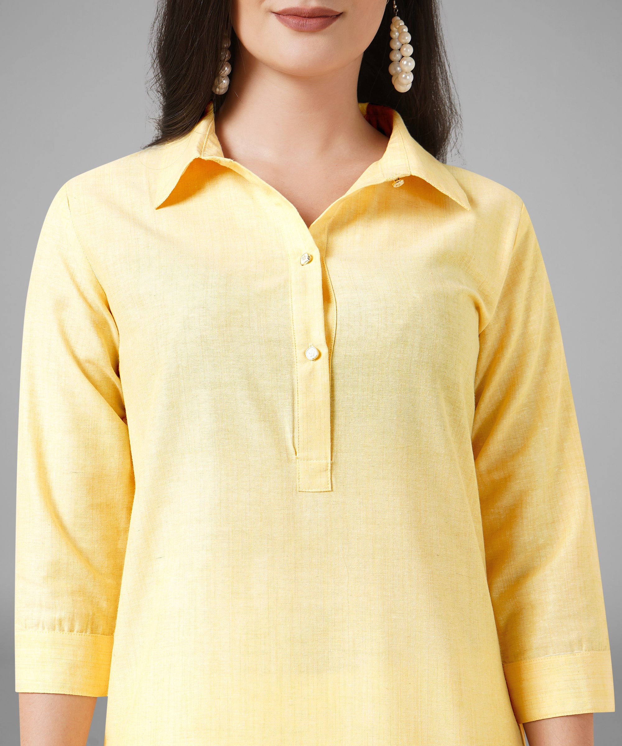 Cotton Kurta For Women Collar Design Pattern with Button Style, Blue –  Anushil