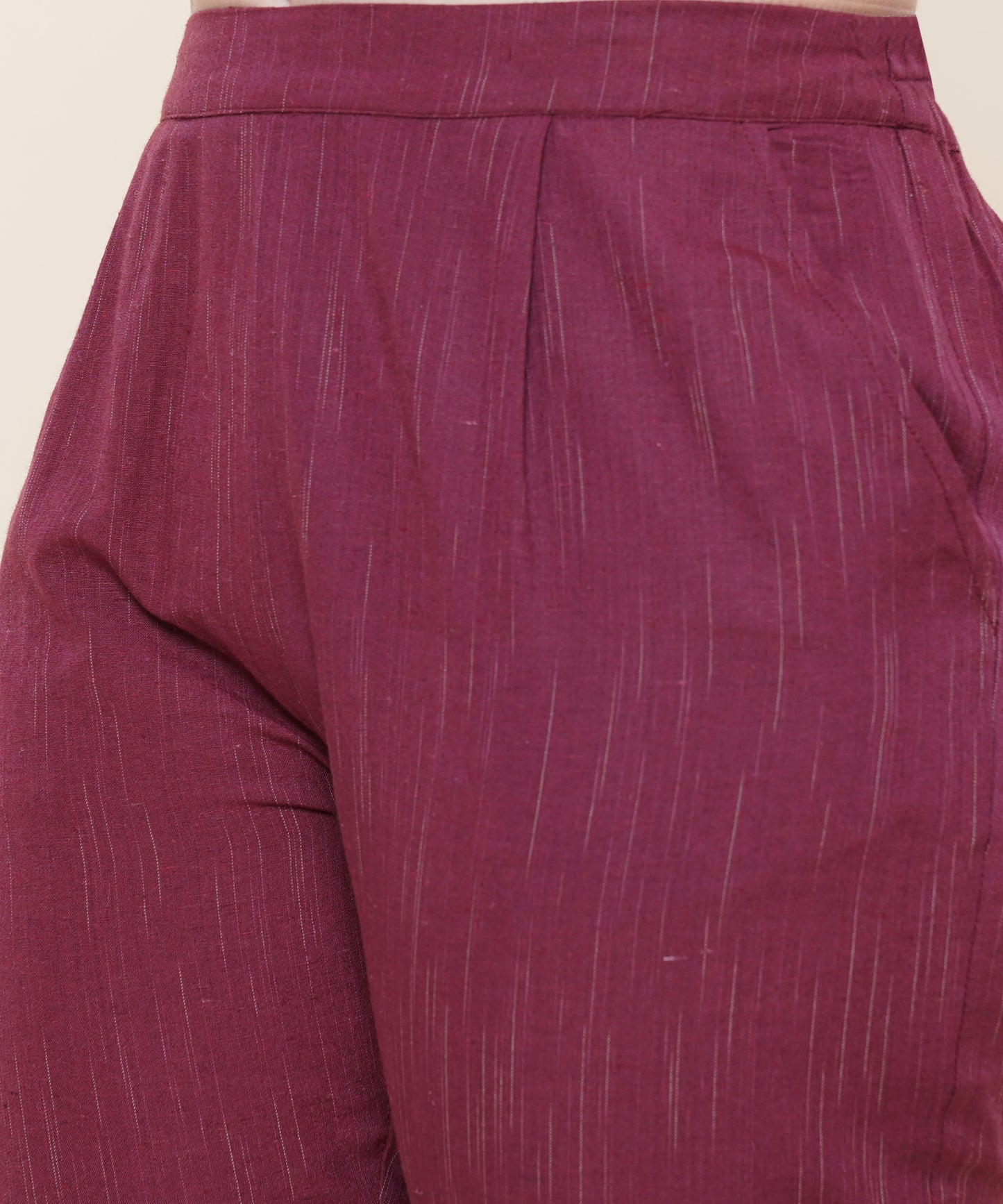 Cotton Kurta Set With Pants Striped Design Pattern , Maroon