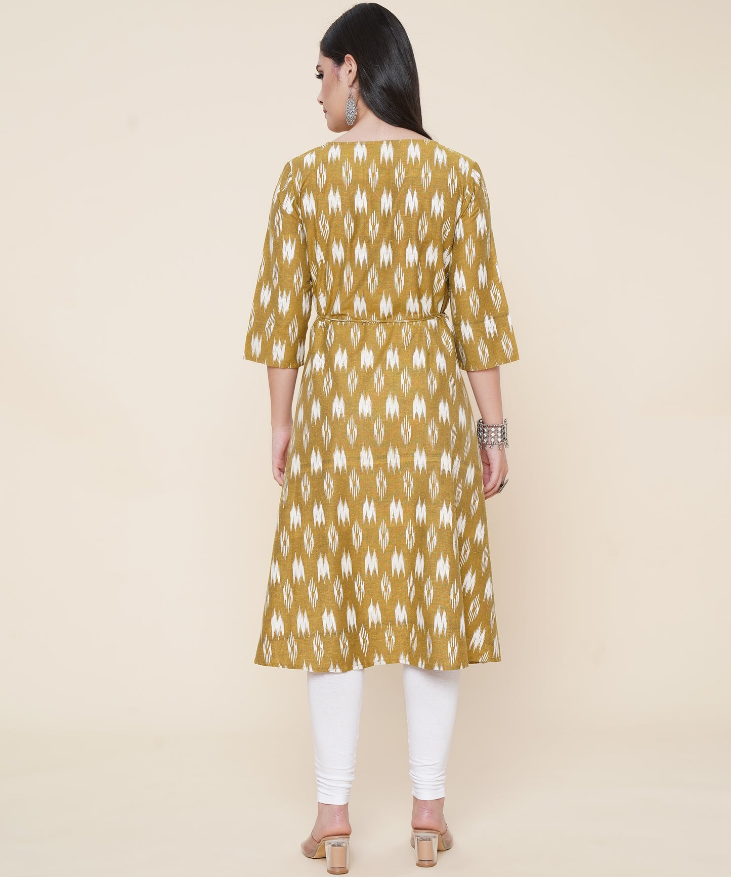 Cotton Printed Angrakha Style Kurta Design , Mehandi