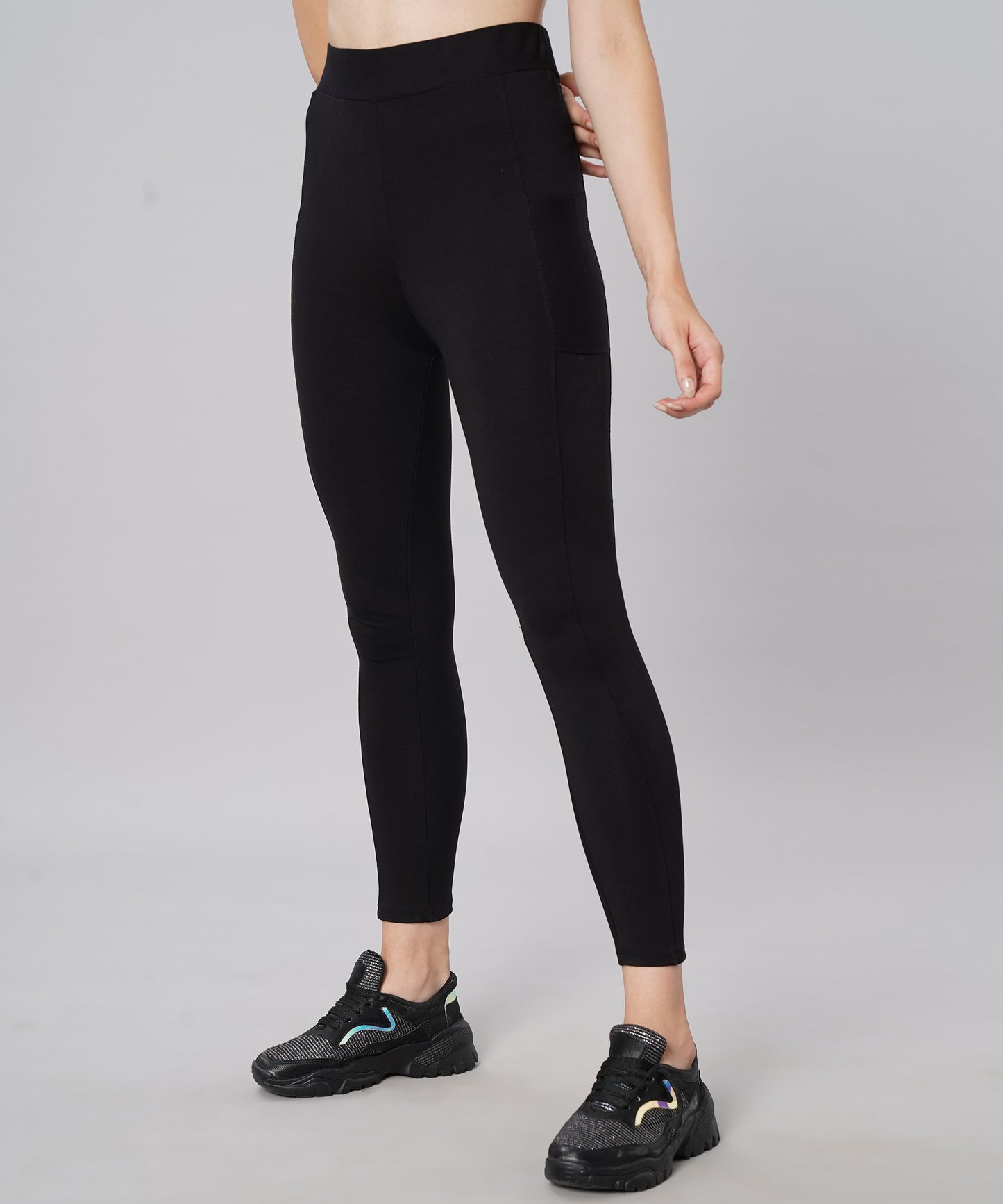 Ultimate Stretchable Jeggings with Pocket-Super-High Waisted Jeggings Yogapants Ankle Length(Black)