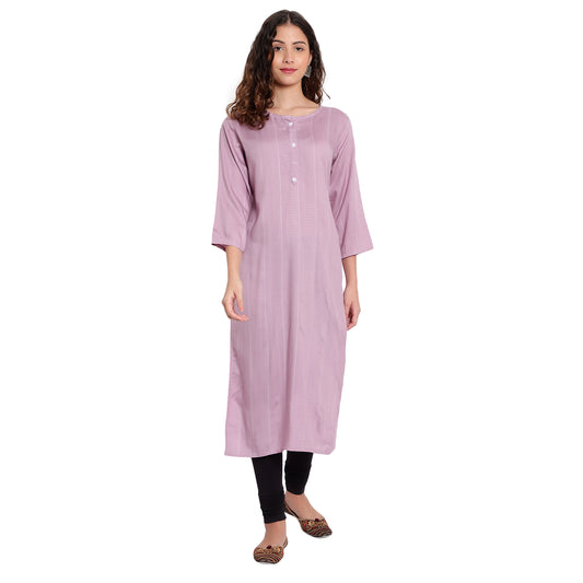 Cotton Rayon Kurta With Self Weaving Design, Purple A-511