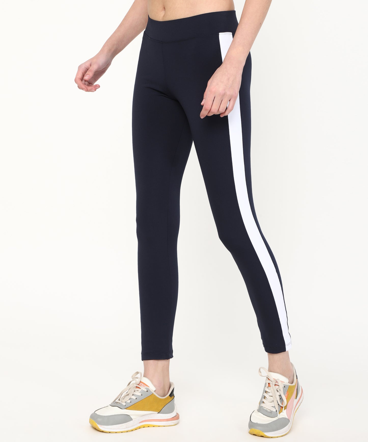 Ultimate Stretchable Jeggings with Stripe Design-Super-High Waisted Jeggings Yogapants Ankle Length(Blue)