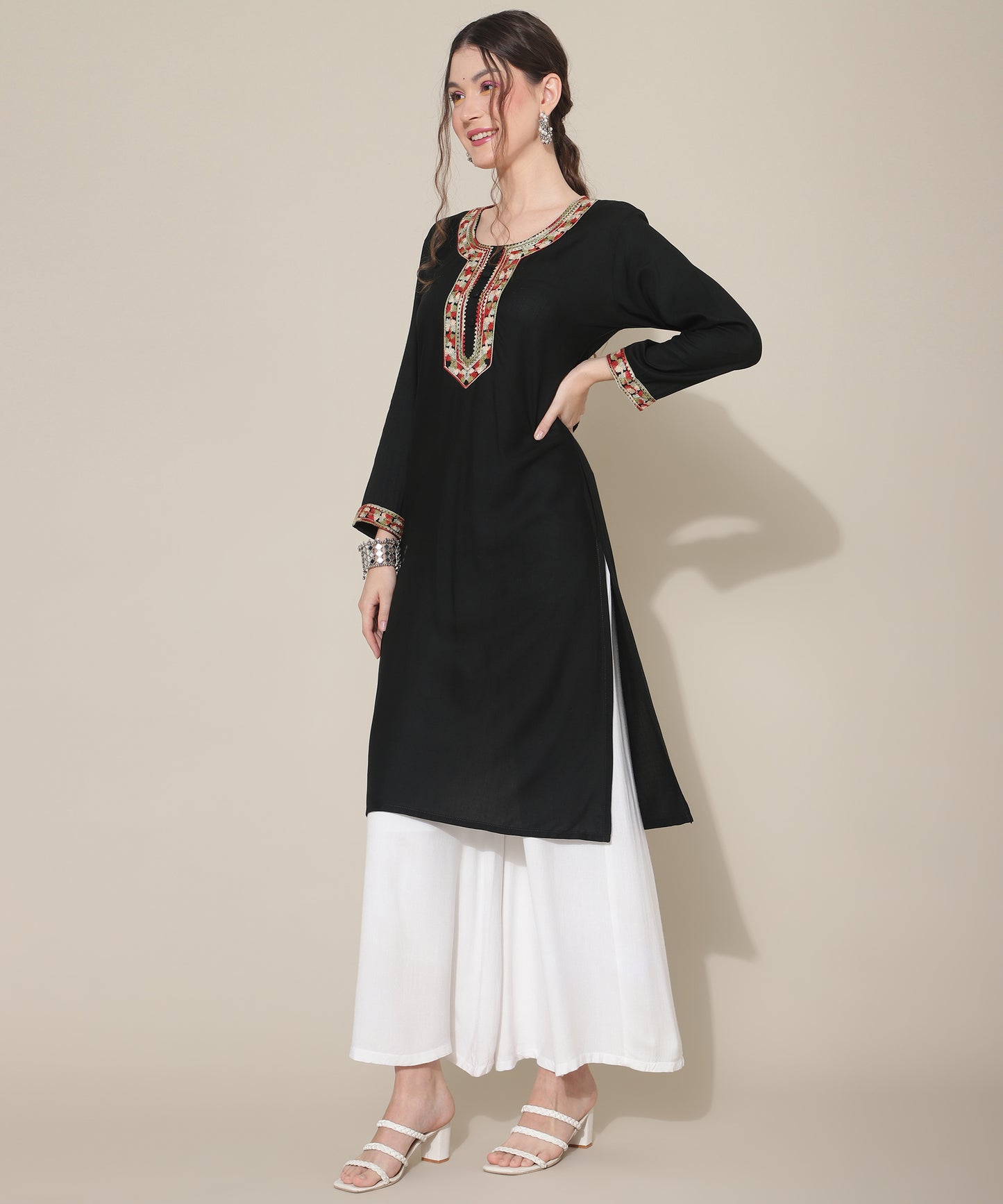 Stunning Embroidered Kurtas: Elevate Your Style with Exquisite Designs(Black)